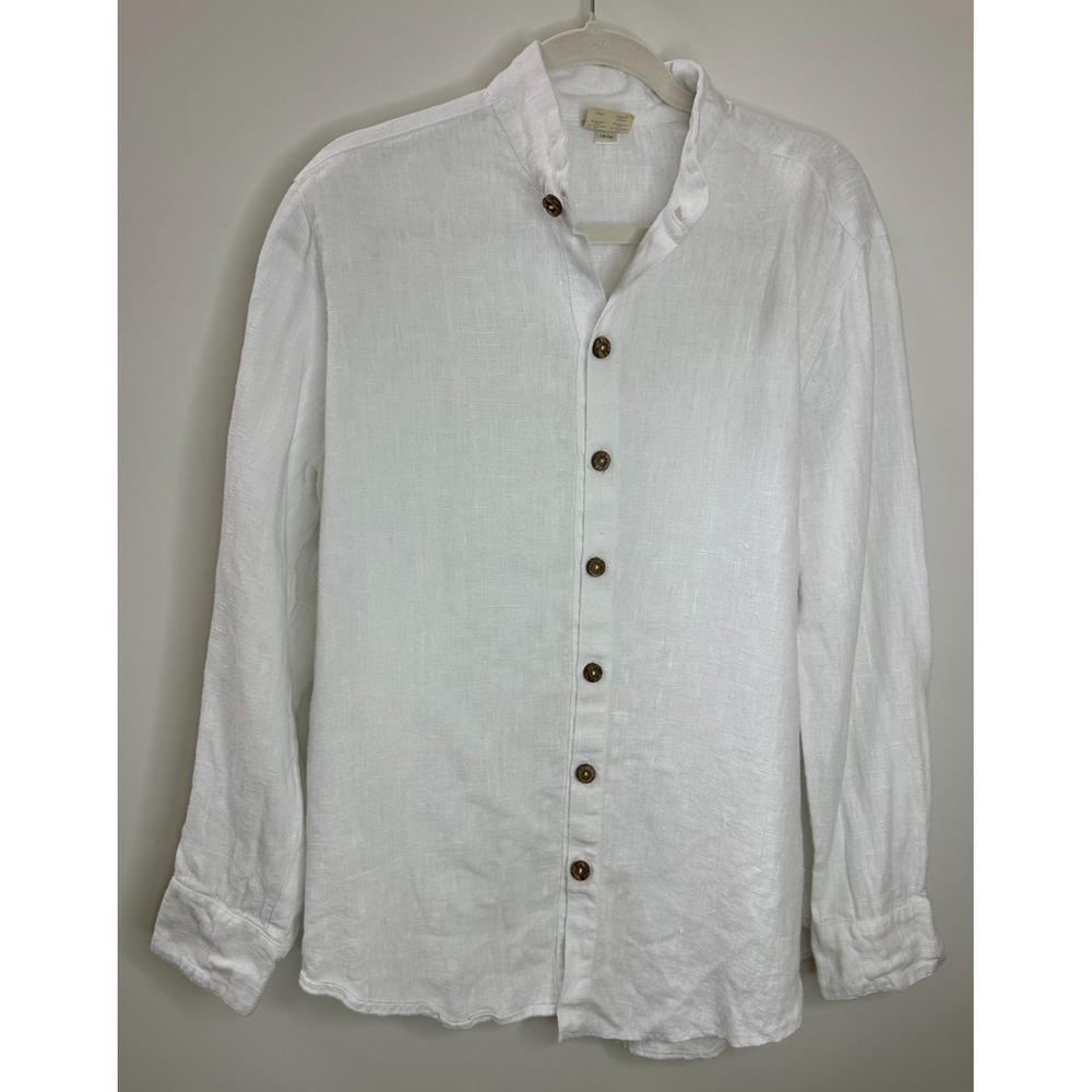 Freya Lillie White Linen Organic Cotton Boyfriend Fit Button Up Shirt UK 14-16 - Picture 12 of 12
